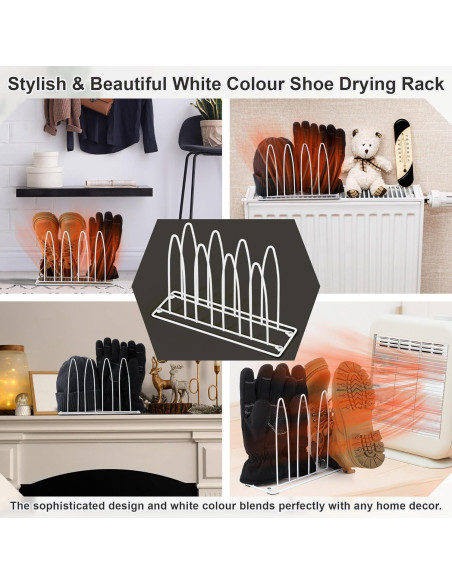 Estante Secador de Zapatos Dunkive de Metal Blanco 371g