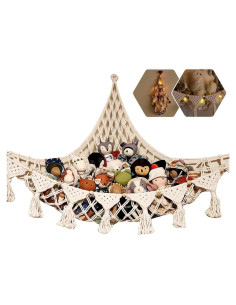 Hamaca Colgante de Almacenamiento de Juguetes de Peluche 120 cm Algodón Crema