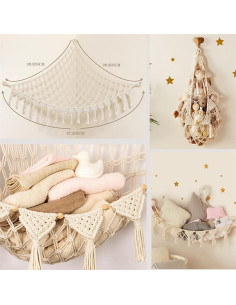 Hamaca Colgante de Almacenamiento de Juguetes de Peluche 120 cm Algodón Crema 2