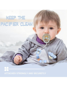 Clip de Chupete de Silicona Azul Oso Hecho a Mano 2