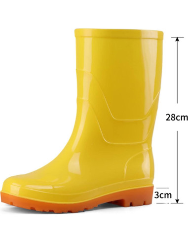 Botas de Lluvia Amarillas Mujeres Impermeables Media Pantorrilla