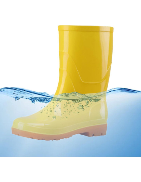 Botas de Lluvia Amarillas Mujeres Impermeables Media Pantorrilla