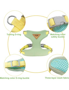 Arnés y Correa Ajustable para Gato Wanheart XL Verde 2