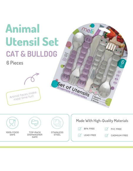 Juego de cubiertos para niños Melii 6 piezas Acero Inoxidable