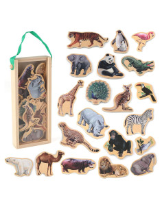Imanes de Refrigerador Steventoys - Animales de Madera 20 Piezas