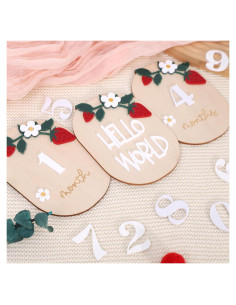 Tarjetas de Hitos Mensuales de Madera y Acrílico - 3 PCS