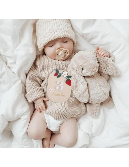 Tarjetas de Hitos Mensuales de Madera y Acrílico - 3 PCS