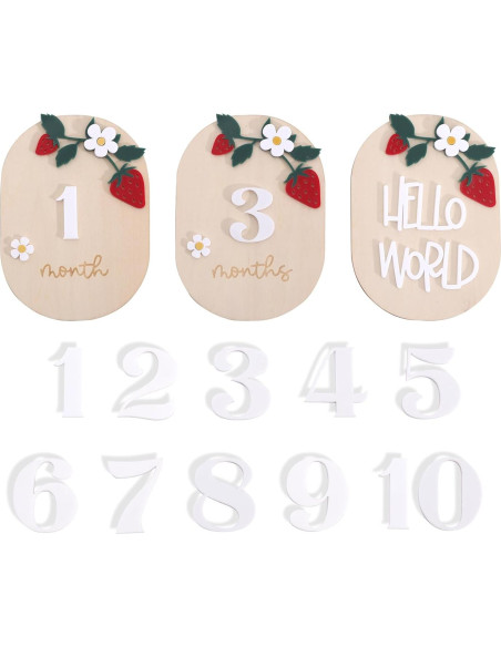 Tarjetas de Hitos Mensuales de Madera y Acrílico - 3 PCS