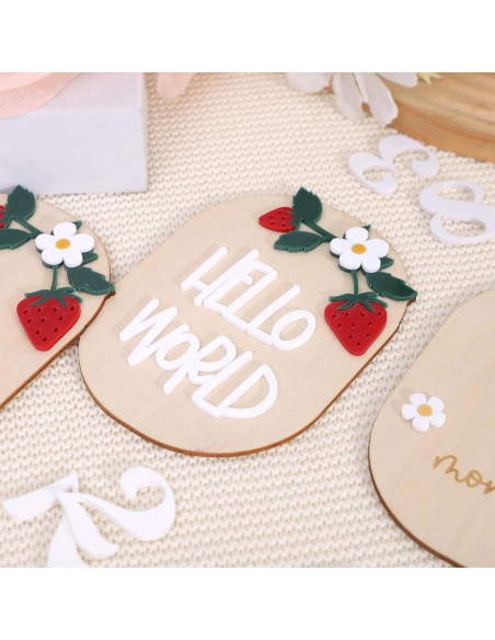 Tarjetas de Hitos Mensuales de Madera y Acrílico - 3 PCS