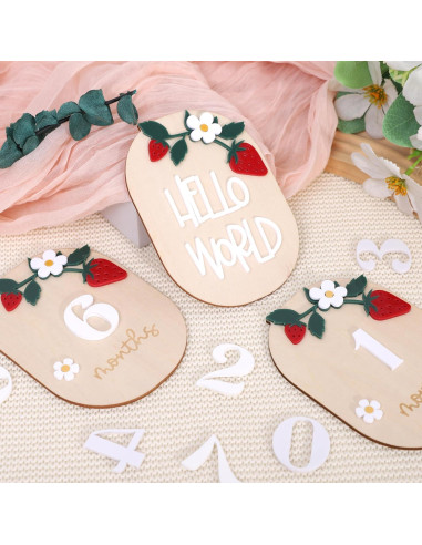 Tarjetas de Hitos Mensuales de Madera y Acrílico - 3 PCS