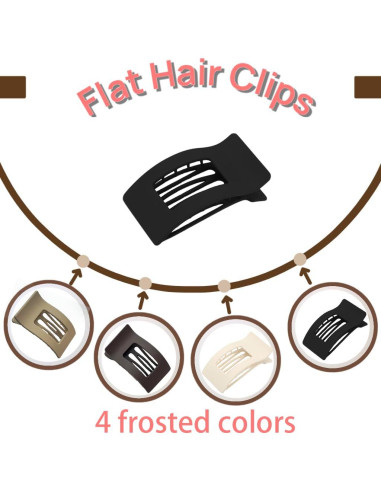 Pinzas Planas para Cabello Genérico - 4 Piezas Antideslizantes