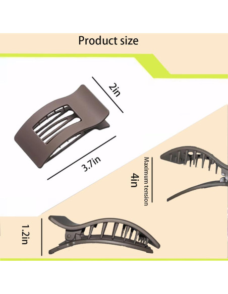 Pinzas Planas para Cabello Genérico - 4 Piezas Antideslizantes