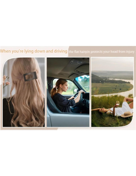 Pinzas Planas para Cabello Genérico - 4 Piezas Antideslizantes