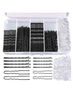 300 Gomas y Horquillas para Cabello UUYYEO - Transparente y Negro