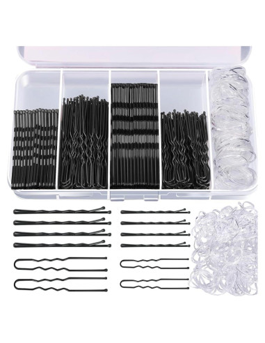 300 Gomas y Horquillas para Cabello UUYYEO - Transparente y Negro