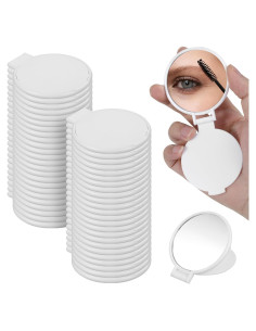 50 Espejos Compactos Plegables Telooco Blancos para Maquillaje