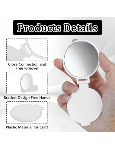 50 Espejos Compactos Plegables Telooco Blancos para Maquillaje