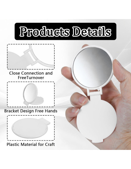 50 Espejos Compactos Plegables Telooco Blancos para Maquillaje