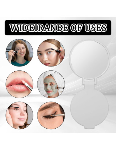 50 Espejos Compactos Plegables Telooco Blancos para Maquillaje