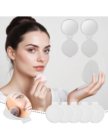 50 Espejos Compactos Plegables Telooco Blancos para Maquillaje