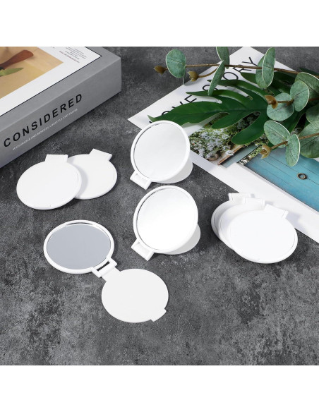 50 Espejos Compactos Plegables Telooco Blancos para Maquillaje