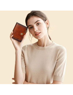 Cartera de Cuero para Mujeres Blucoay con Bloqueo RFID Marrón 2