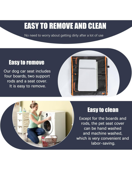 Asiento de Coche para Perros Homsunyi Grande Naranja 62x49.8cm Asiento de Coche para Perros Homsunyi Grande Naranja 62x49.8cm