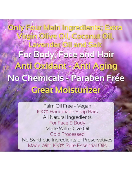 Jabón Artesanal de Aceite de Oliva y Lavanda 248g - Doana Organics