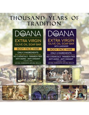 Jabón Artesanal de Aceite de Oliva y Lavanda 248g - Doana Organics