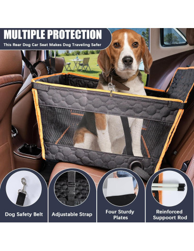 Asiento de Coche para Perros Homsunyi Grande Naranja 62x49.8cm