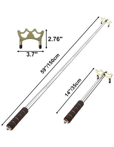 Puente de Billar Retráctil Yoqanr 35-150cm con Cabeza de Latón