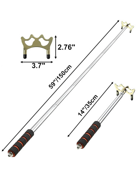 Puente de Billar Retráctil Yoqanr 35-150cm con Cabeza de Latón