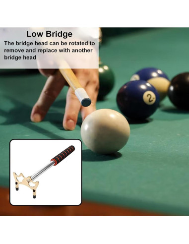 Puente de Billar Retráctil Yoqanr 35-150cm con Cabeza de Latón