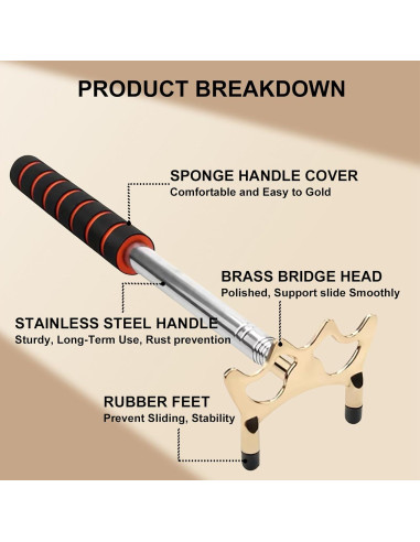 Puente de Billar Retráctil Yoqanr 35-150cm con Cabeza de Latón