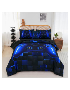 Conjunto de Ropa de Cama Twin PERFEMET Gamer 6 Piezas Azul