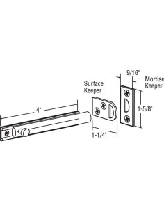 Cerrojo Superficial Prime-Line U 11448 10.16 cm Latón Negro Mate 2