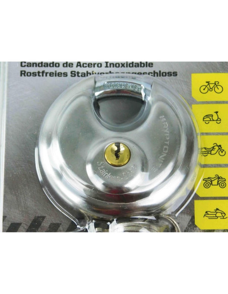 Candado con llave Kryptonite 70mm Acero Inoxidable Alta Seguridad