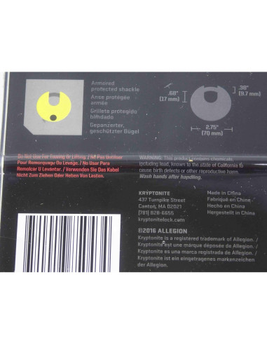 Candado con llave Kryptonite 70mm Acero Inoxidable Alta Seguridad