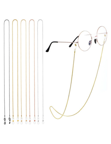 Cadena para Gafas 5PCS Nogeqi, Ajustable, Oro Rosa, Plata, Negro