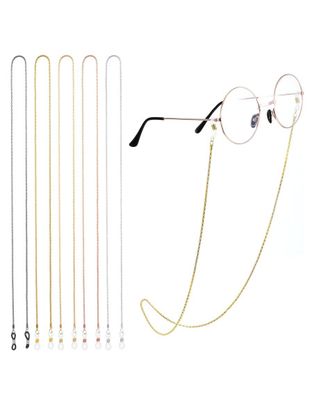 Cadena para Gafas 5PCS Nogeqi, Ajustable, Oro Rosa, Plata, Negro