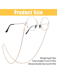 Cadena para Gafas 5PCS Nogeqi, Ajustable, Oro Rosa, Plata, Negro 2