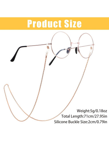 Cadena para Gafas 5PCS Nogeqi, Ajustable, Oro Rosa, Plata, Negro