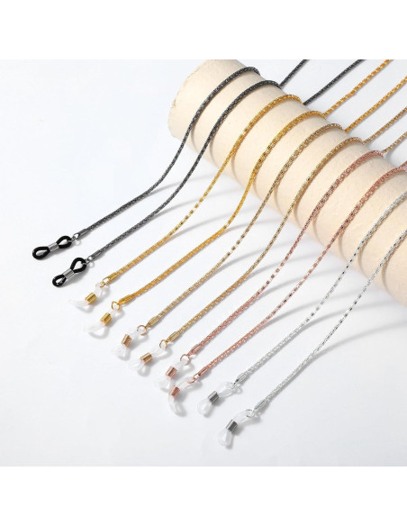Cadena para Gafas 5PCS Nogeqi, Ajustable, Oro Rosa, Plata, Negro