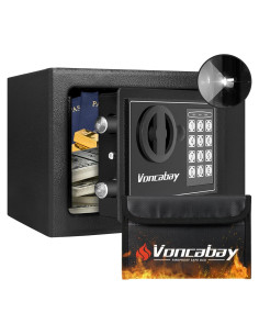 Caja Fuerte Voncabay Negra 0.23 Pies con Luz Sensor y Bolsa Fuego