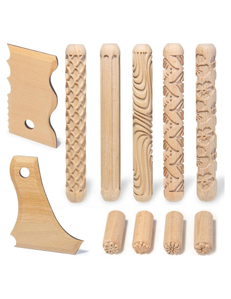 Kit de herramientas de cerámica 11 piezas Krbnk - Rodillos, sellos y formadores
