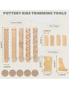 Kit de herramientas de cerámica 11 piezas Krbnk - Rodillos, sellos y formadores 2