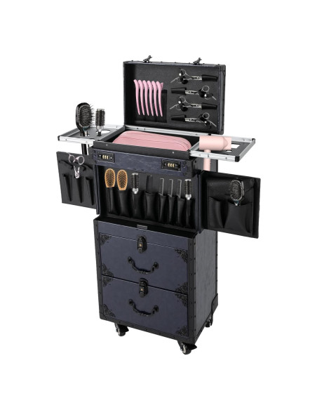 Estuche de Maquillaje Rodante Blisiour con Cerradura 82cm Azul