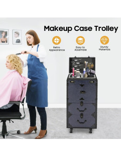 Estuche de Maquillaje Rodante Blisiour con Cerradura 82cm Azul 2