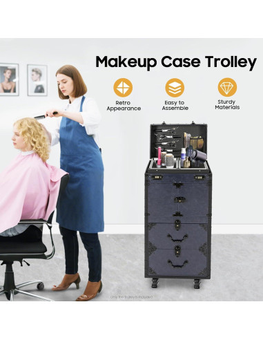 Estuche de Maquillaje Rodante Blisiour con Cerradura 82cm Azul