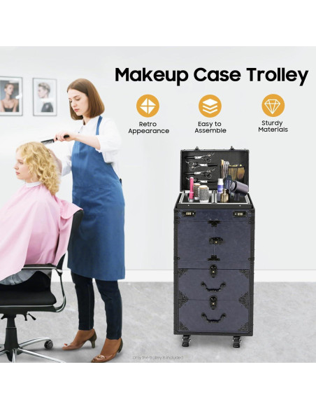 Estuche de Maquillaje Rodante Blisiour con Cerradura 82cm Azul